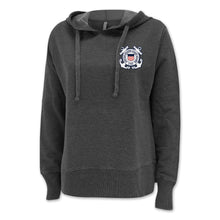 Load image into Gallery viewer, Pick Your Design Coast Guard Ladies Hooded Sweatshirt (Washed Black)