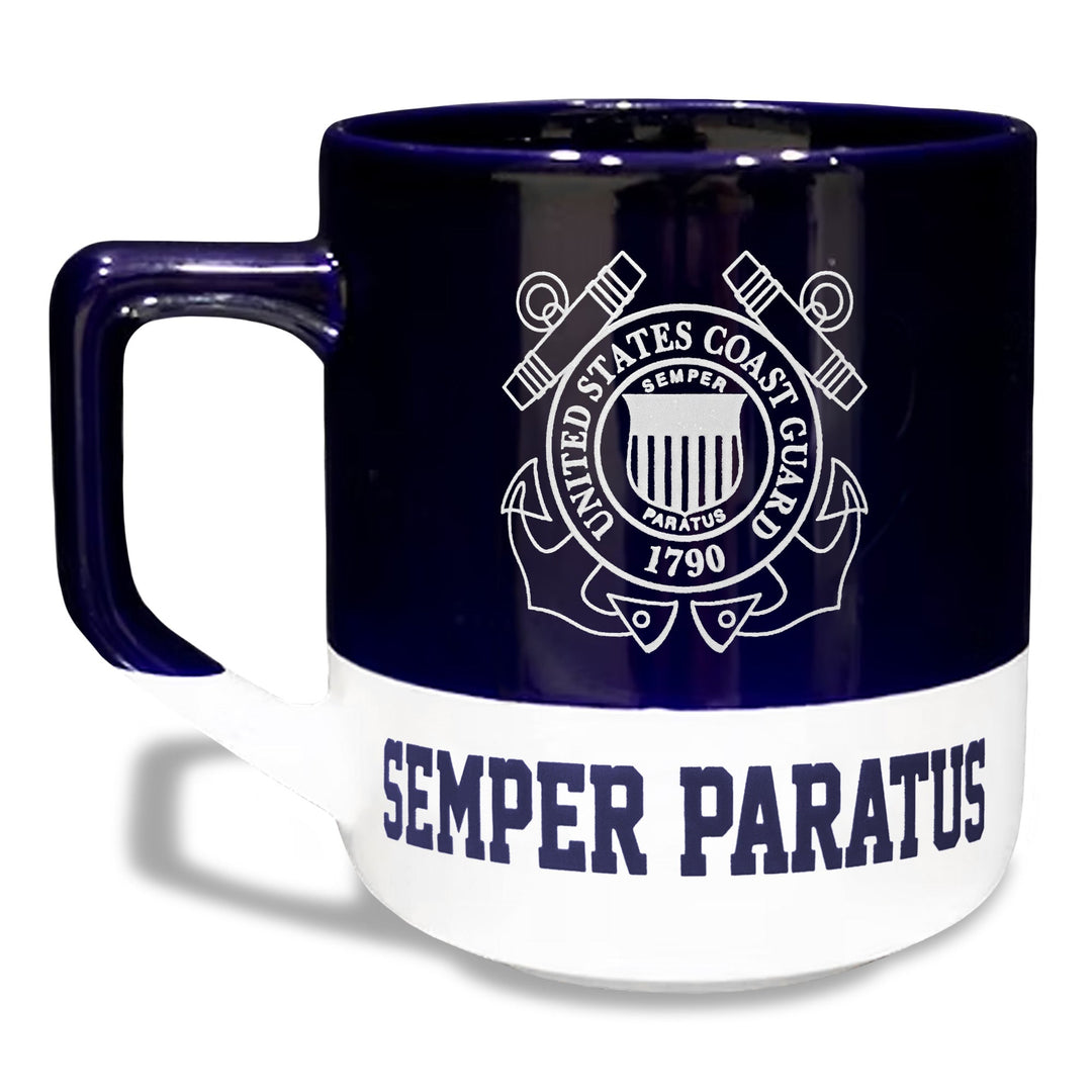 Coast Guard Seal 20oz Color Block Ceramic Mug (Colbalt/White)