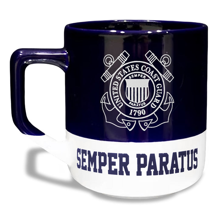 Coast Guard Seal 20oz Color Block Ceramic Mug (Colbalt/White)