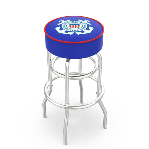 Coast Guard Seal Backless Stool (Chrome Finish)*