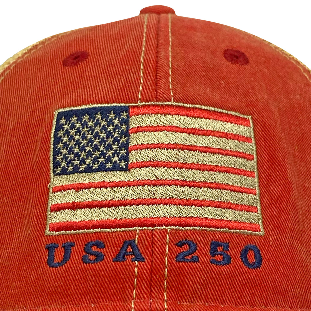 American Flag USA 250 Trucker Hat (Scarlet)