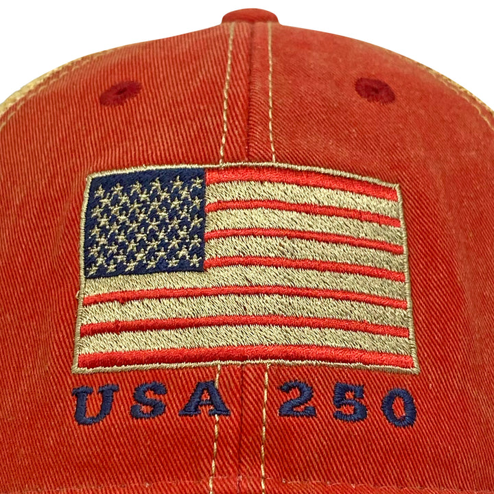 American Flag USA 250 Trucker Hat (Scarlet)