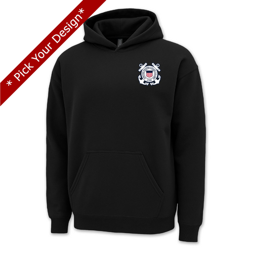 Pick Your Design Coast Guard Hooded Sweatshirt (Black)