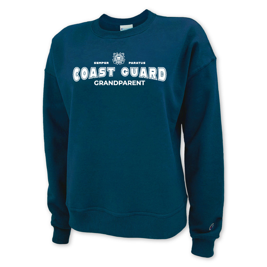 Coast Guard Champion Grandparent Ladies Crewneck (Navy)