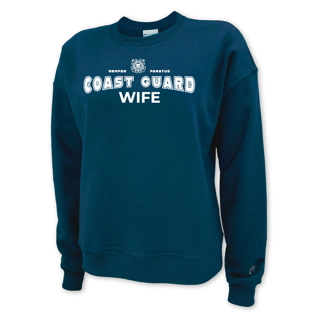 Coast Guard Champion Wife Ladies Crewneck (Navy)