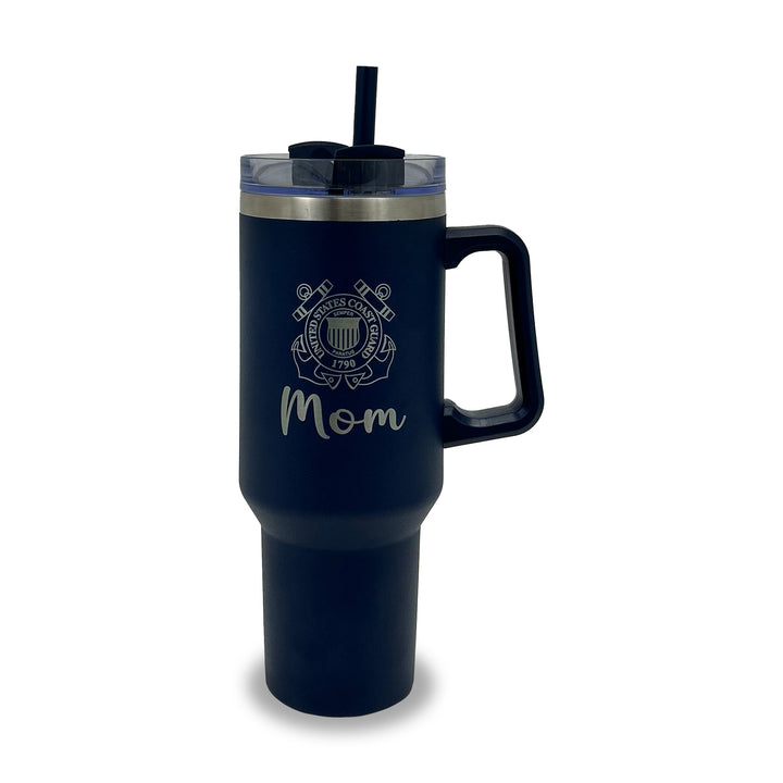 Coast Guard Mom 40oz Stainless Steel Travel Mug (Navy Blue)