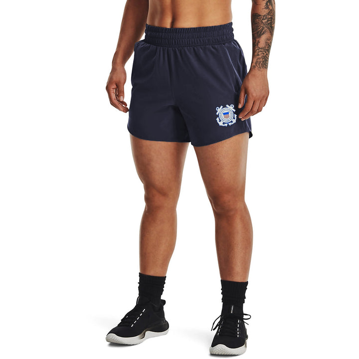 Coast Guard Seal Ladies Under Armour Flex Woven Short (Navy)