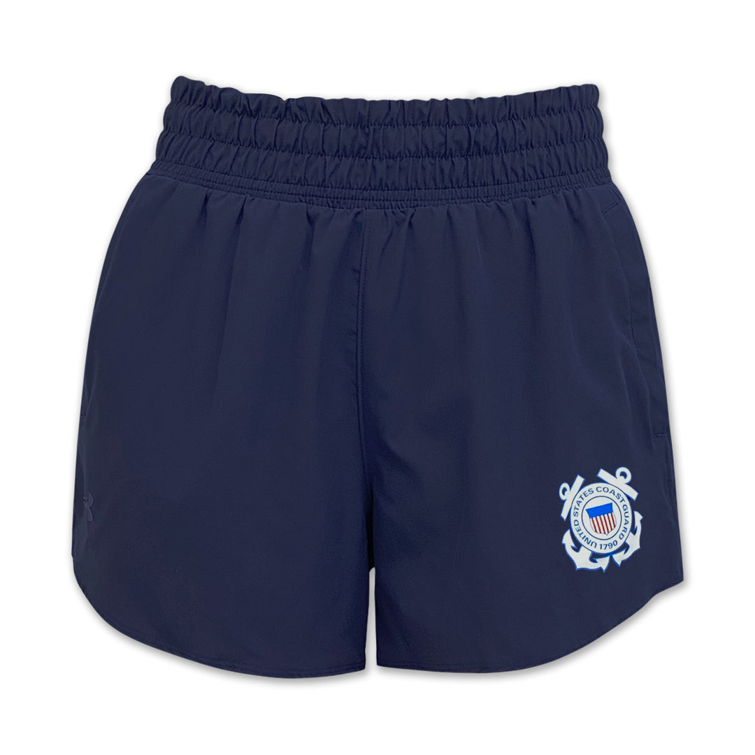 Coast Guard Seal Ladies Under Armour Flex Woven Short (Navy)