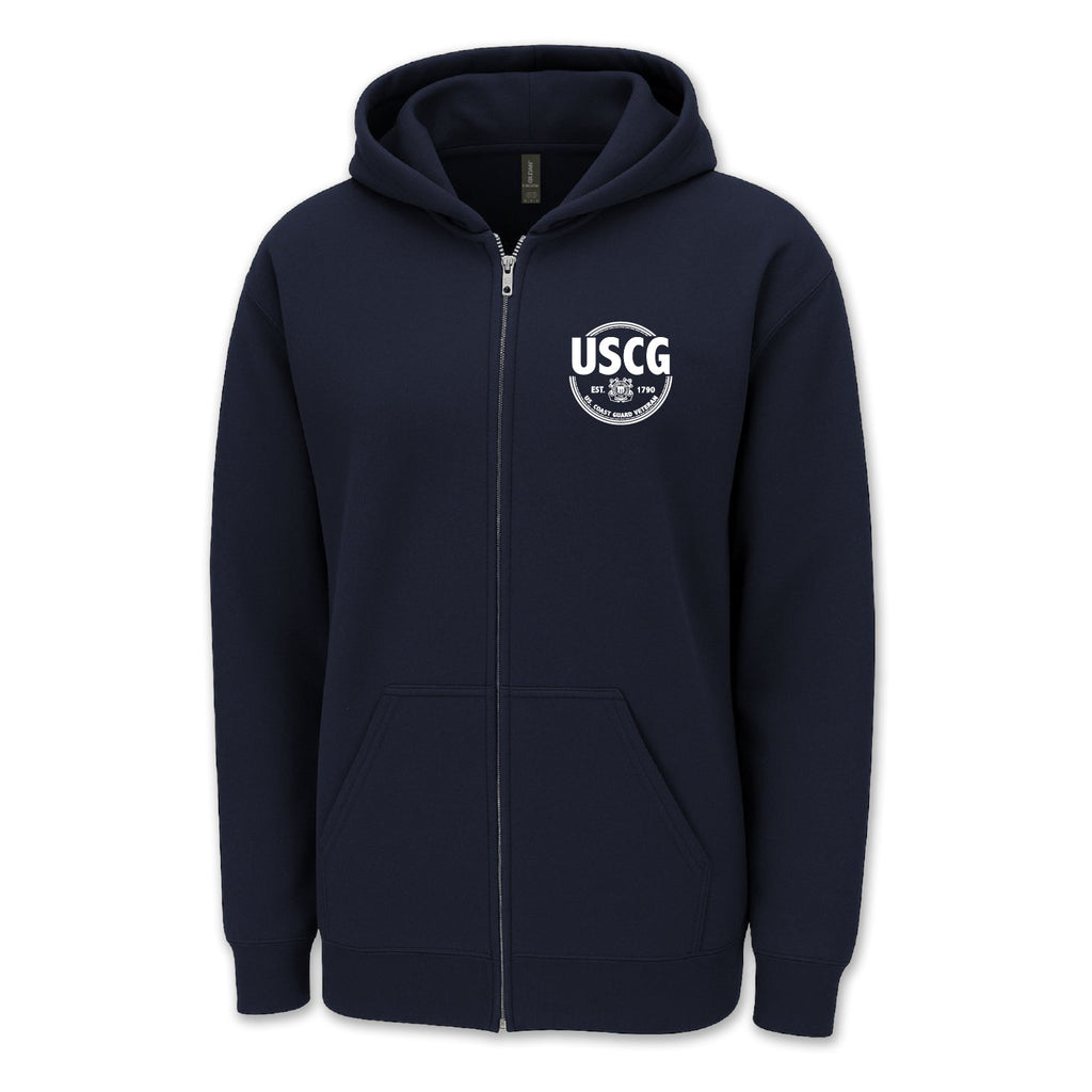 Pick Your Design Coast Guard Full Zip Hooded Sweatshirt (Navy)