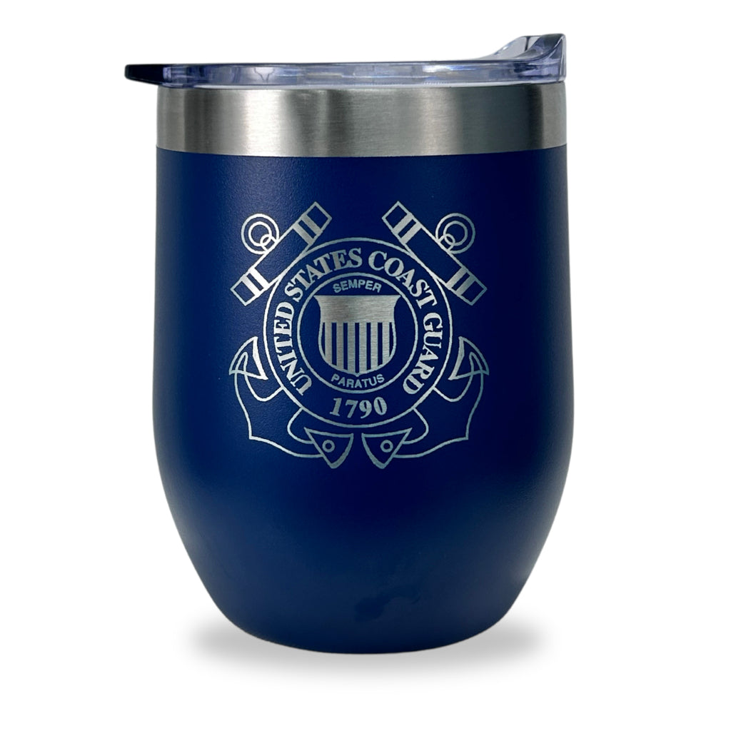 Coast Guard Seal Stainless Steel Laser Etched 16oz Cooler (Navy)