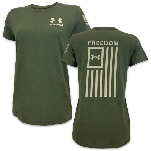 Under Armour Ladies New Freedom Flag T-Shirt (OD Green)