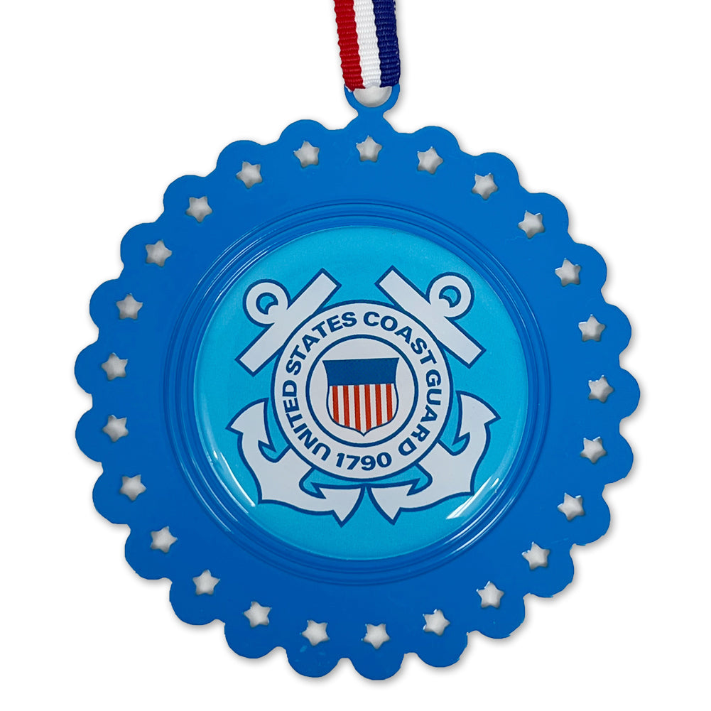 United States Coast Guard Seal Circle Stars Ornament (Blue)