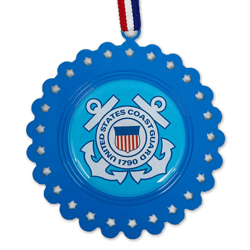 United States Coast Guard Seal Circle Stars Ornament (Blue)