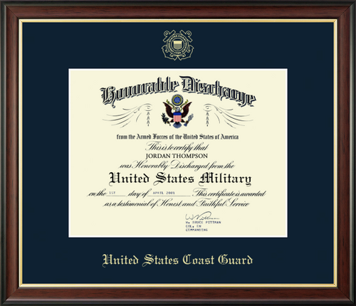 U.S. Coast Guard Honorable Discharge Certificate Frame (11x8.5)