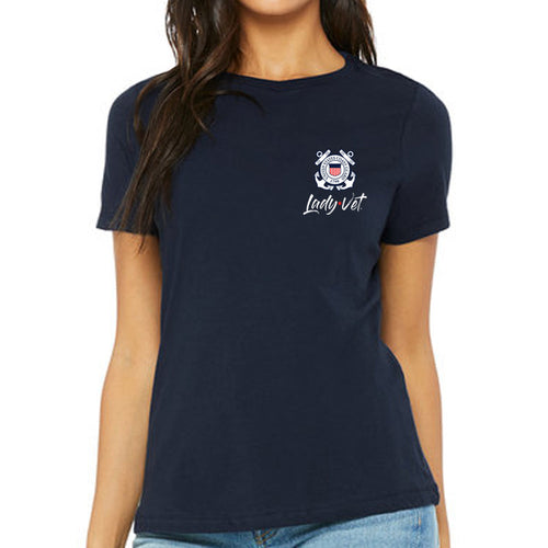 Coast Guard Lady Vet Left Chest Logo Ladies T-Shirt