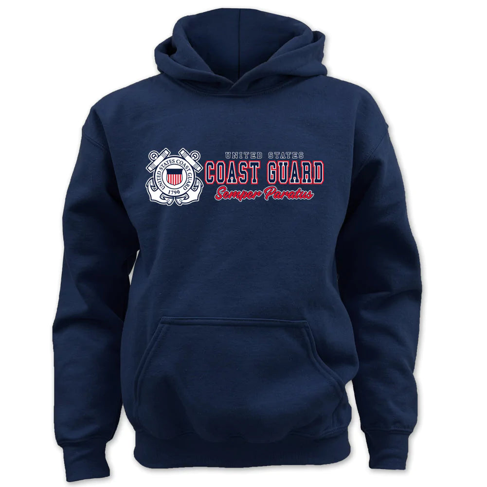 Coast Guard Semper Paratus Chest Print Youth Hood
