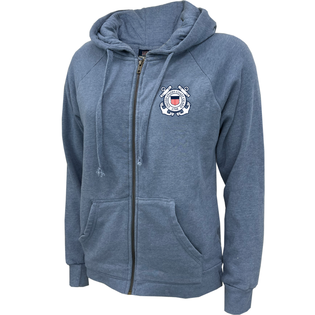 Coast Guard Seal Ladies Angel Fleece Full Zip Hoodie