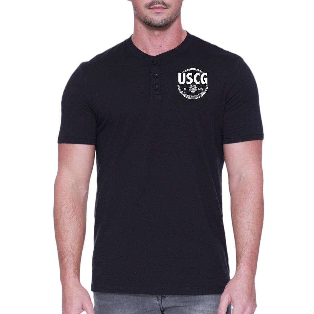 Coast Guard Veteran Mens Henley T-Shirt