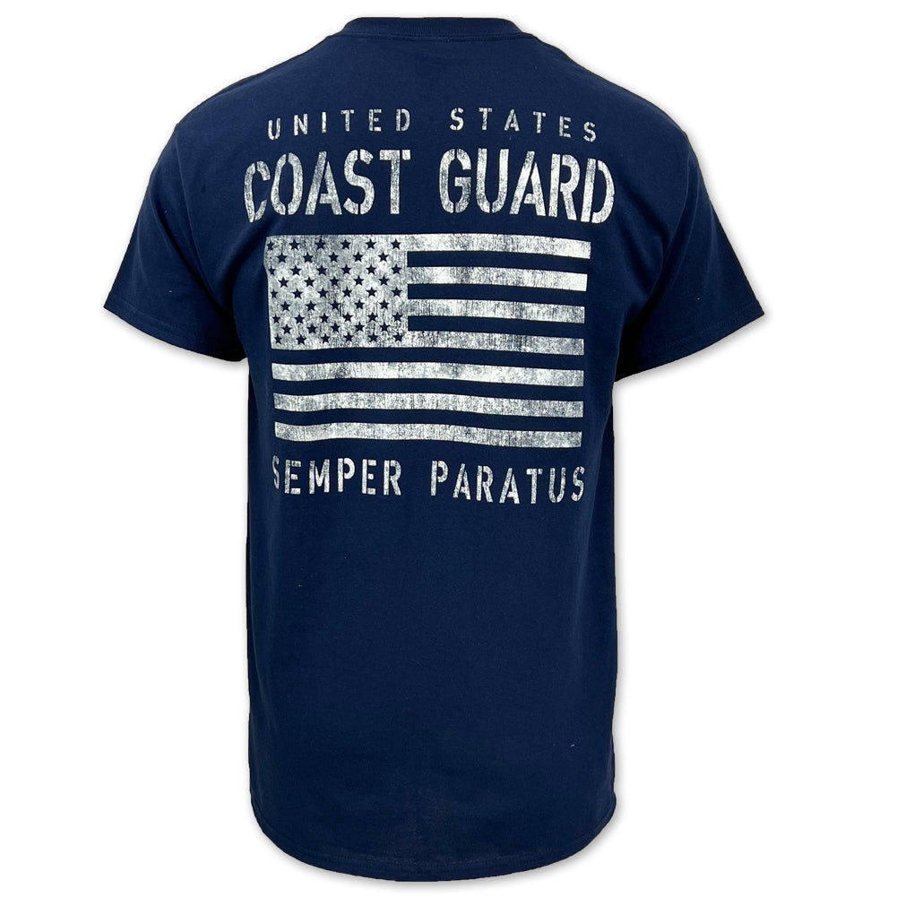Coast Guard Distressed Flag T-Shirt (Navy)