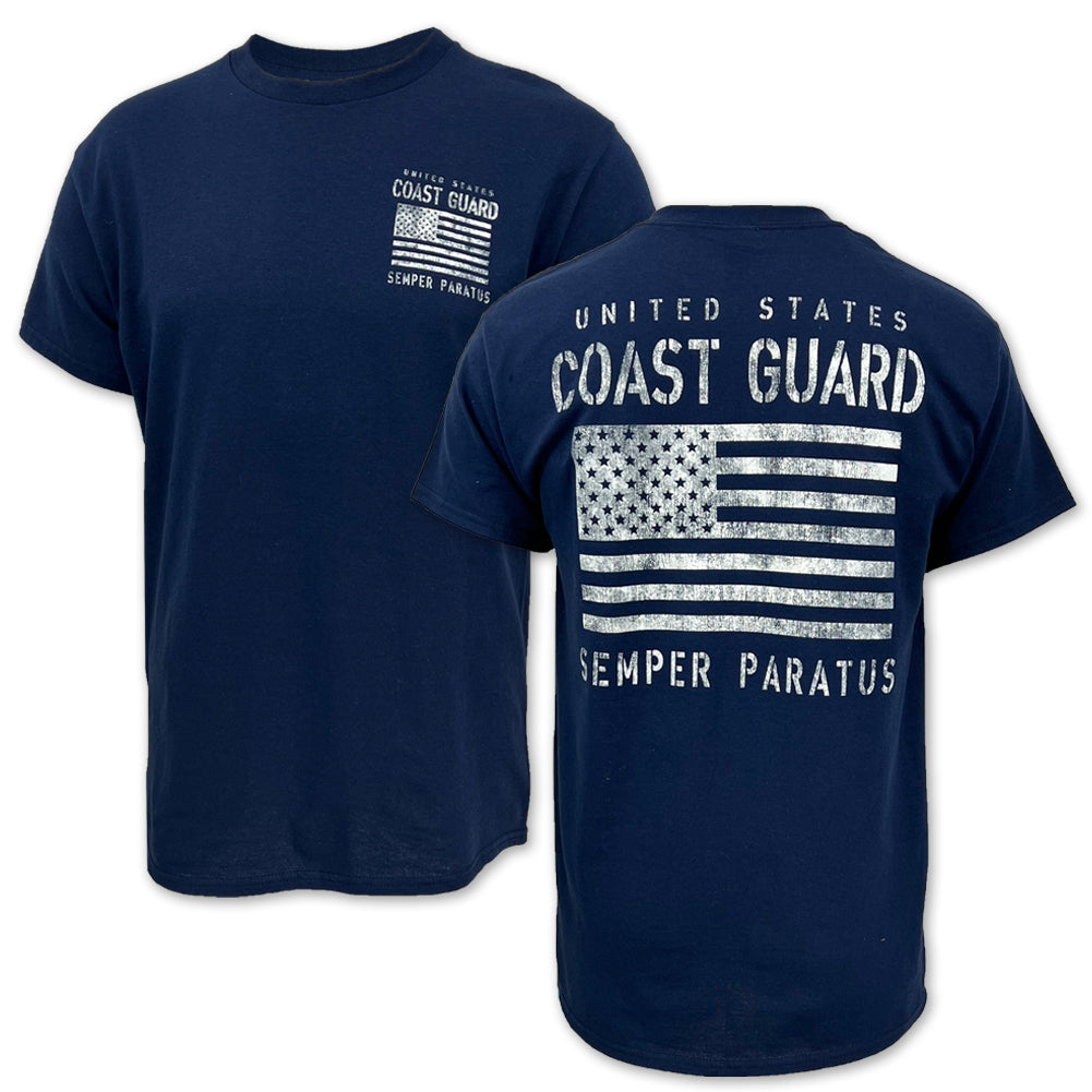 Talking Tops Coast Guard Distressed Flag T-Shirt (Navy), MD