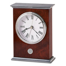 Load image into Gallery viewer, Coast Guard Seal Rosewood Finish Desk Clock (Silver)